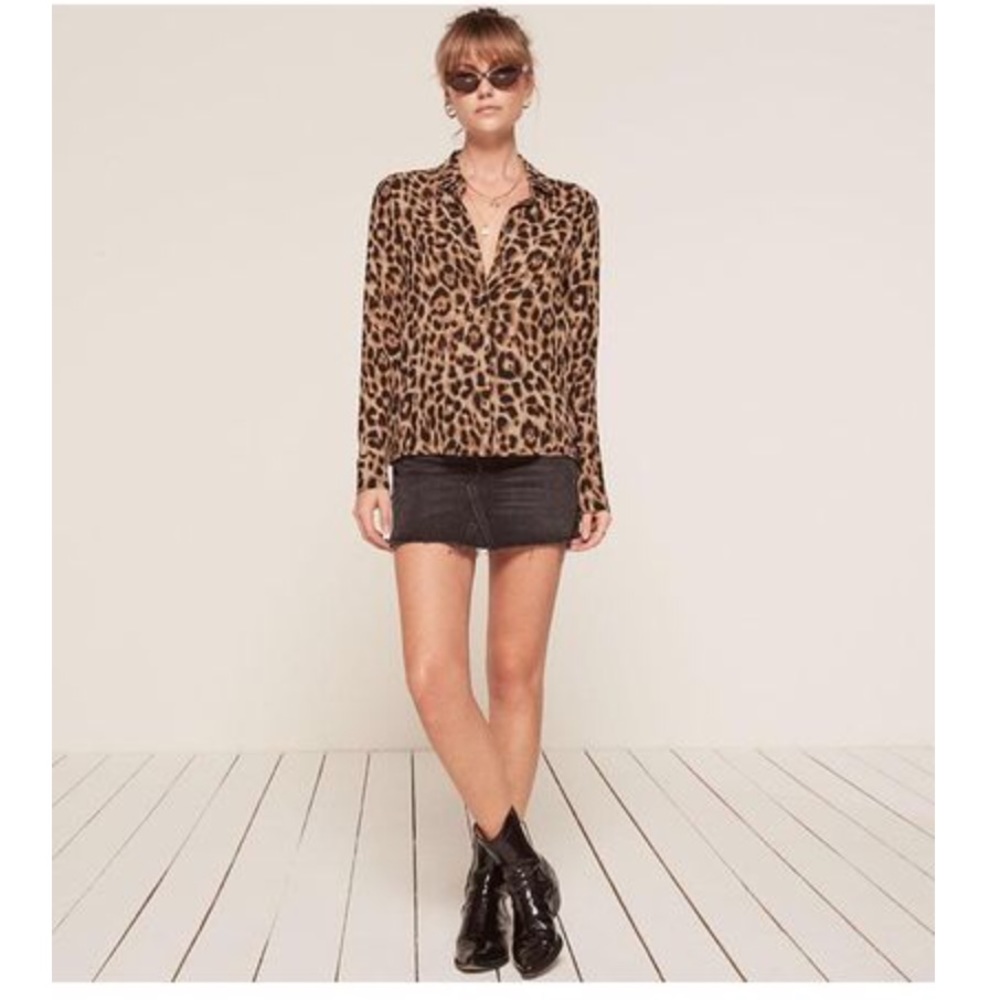 NEW Reformation Leopard Print Blouse